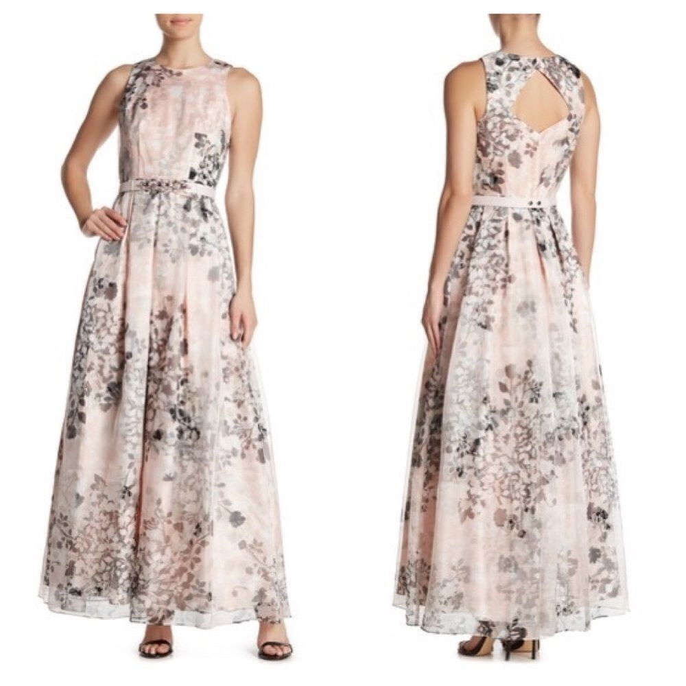 Eliza J Back Cutout Floral Print Gown Size 2